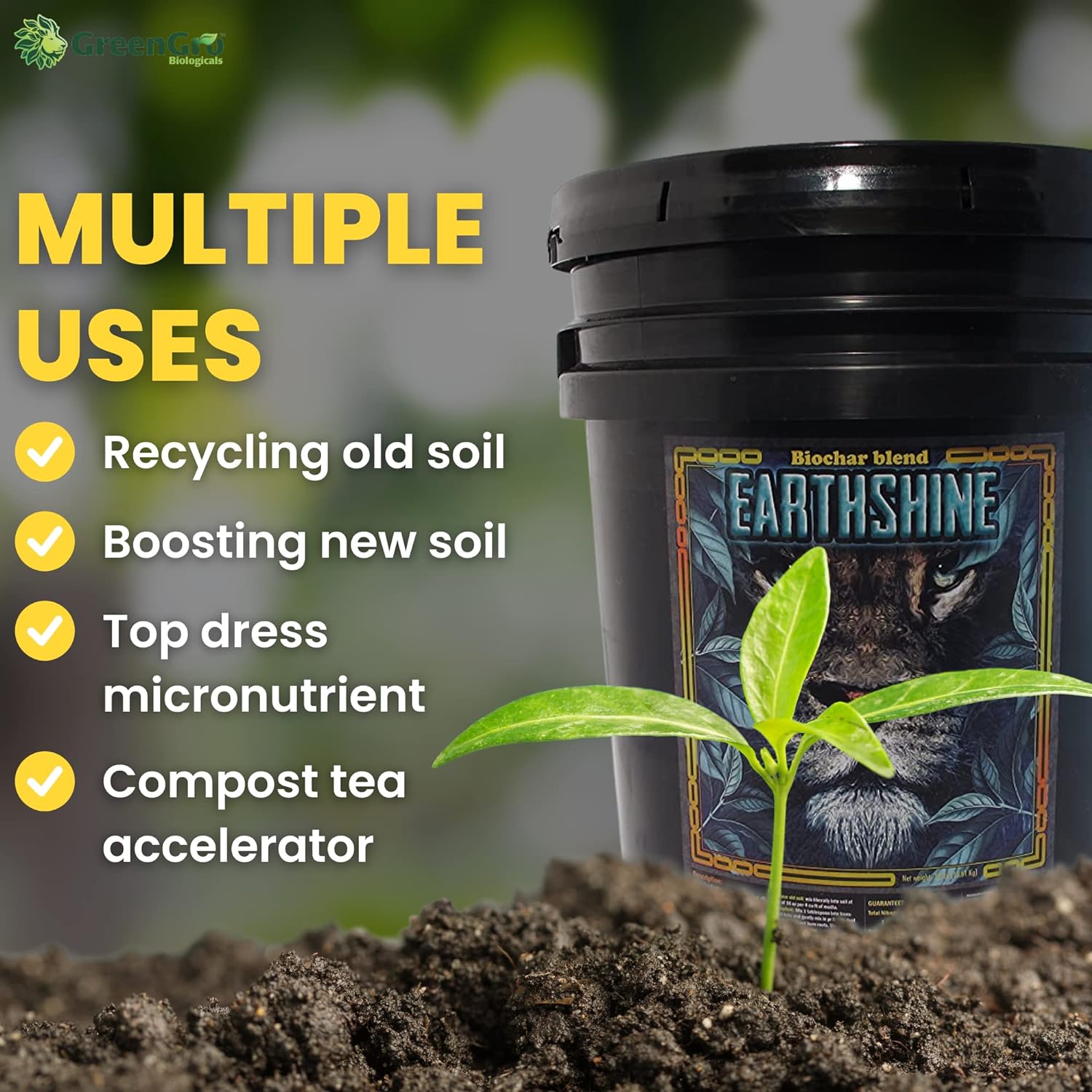 Earthshine Biochar & Humic Acid Blend/Activated Charcoal/Sequesters